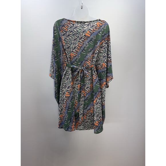 Easel Short Sleeve Green Tropical Floral Kimono Dress Women’s Size Medium - Picture 2 of 8